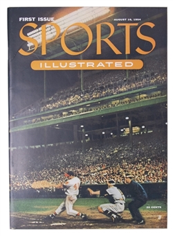 1954 Sports Illustrated High Grade First Issue Dated August 16th, 1954, in Commemorative Leather Presentation Binder (Sports Illustrated COA)
